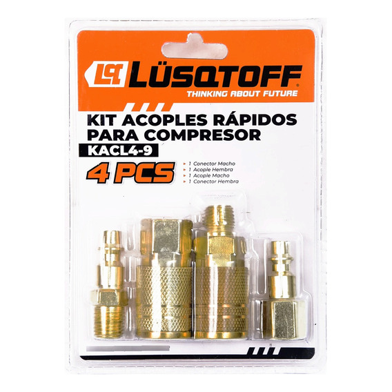 Kit Acoples Rápidos De Compresor 4 Pcs - Kacl4-9 - Lusqtoff 