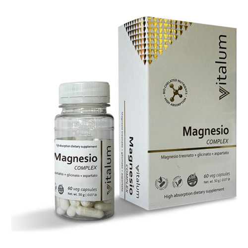 Magnesio Complex Vitalum X60cap Quelatado Mayor Absorcion Sabor Sin Sabor