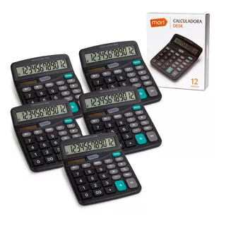 Kit 5 Calculadoras Mesa 12 Dígitos Escritório Comercial