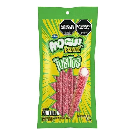 Gomitas Tubitos Frutilla Ácida Mogul Extreme 70g