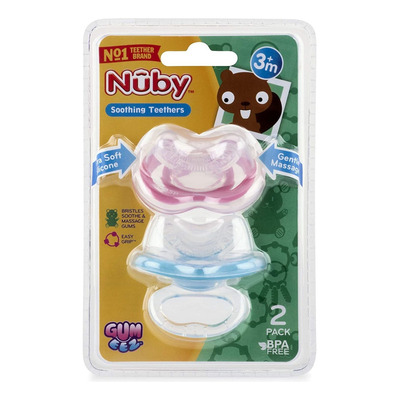 Nuby 2-paquete De Chupete De Chupete De Goma, Los Colores Pu