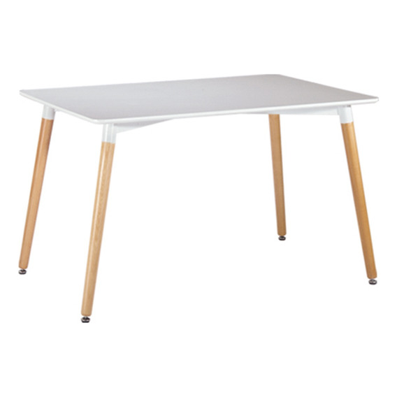 Mesa Comedor Eames Nórdica Moderna Blanca 120 X 70 - Rex Tapa Blanco Patas Madera