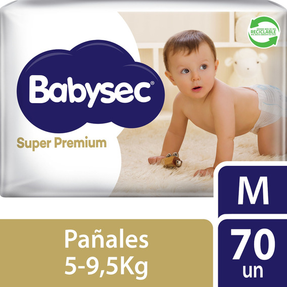 Pañales De Bebé Babysec Super Premium Cuidado Total 70 Un M Tamaño Mediano (M)
