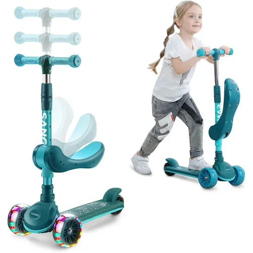 Scooter Monopatín De Pie Plegable Para Niños De 2 A 14 Años Color Verde  Green