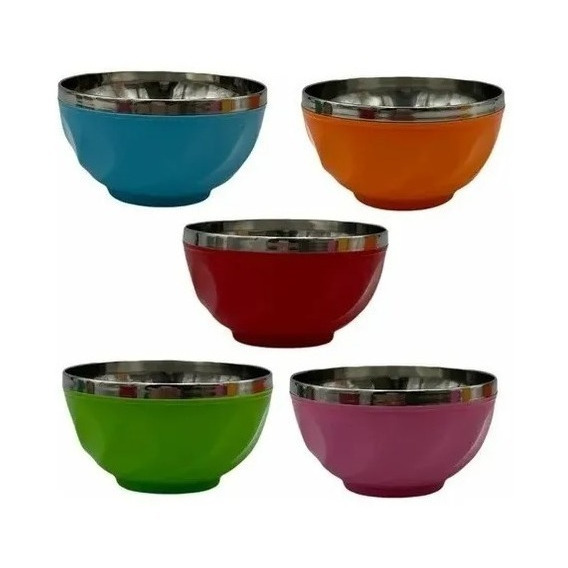 Bowl Acero Pvc  Cerealero Compotera Cocina Deco Bazar X 5 