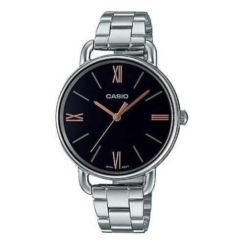 Reloj Mujer Casio Ltp-e414d-1adf | Original Color De La Correa Plateado Color Del Fondo Negro