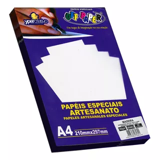 Papel Textura Madeira Branco A4 180g 50 Folhas Certificado