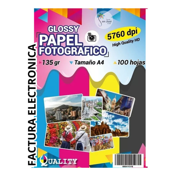 Papel Fotográfico Premium Alto Brillo 135g Resma X 100 Hojas