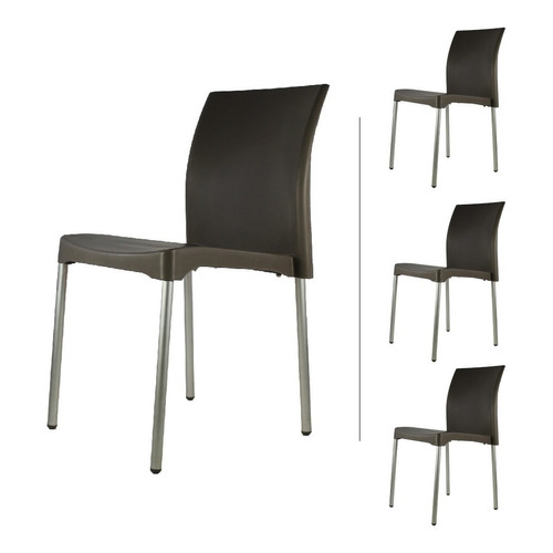 Set De 4 Sillas Modernas Para Restaurante Color de la estructura de la silla Gris