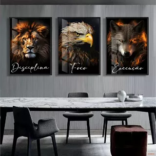 Quadros Decorativo Disciplina Execução Leão Escritório Grand