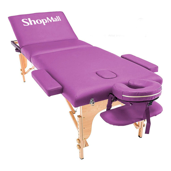 Camilla portátil para masajes de madera color morado ShopMall CM001 