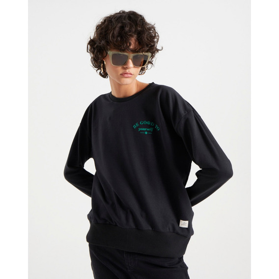 Buzo Lavado Oversize Rustico - Negro Mujer Portsaid