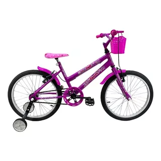Bicicleta  De Passeio Infantil Route Doll Aro 20 14  Freios V-brakes Cor Fúcsia Com Rodas De Treinamento