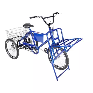 Bicicleta Triciclo De Carga Cargueira Freio A Disco Azul
