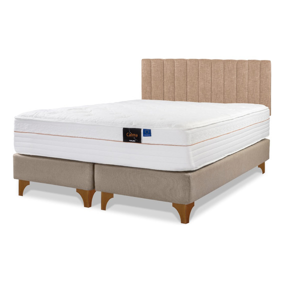 Cama Europea Calma Pocket Flex King + Respaldo Tubular