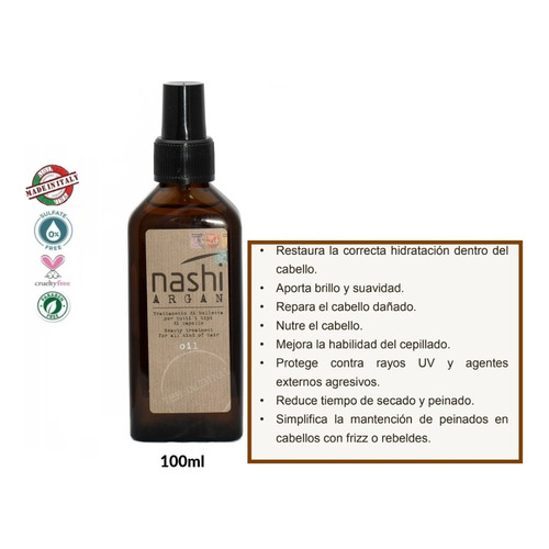 Original Aceite Argan Hidratante Nashi 100ml Cuidado Capilar