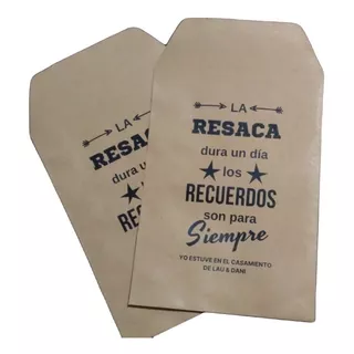 20 Sobre Papel Kraft Personalizado 11,5x16 Kit Anti Resaca