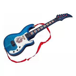 Guitarra Infantil Musical Com Som E Luz Brinquedo Cor Azul