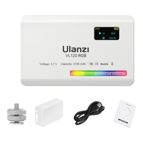 Mini luz LED de vídeo Ulanzi Vl120 Rgb, 2500 k-9000 K, color blanco, 220 V
