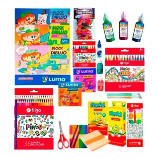 Kit Arte Completo Para Niños Block Dibujo Lapices Colorear 