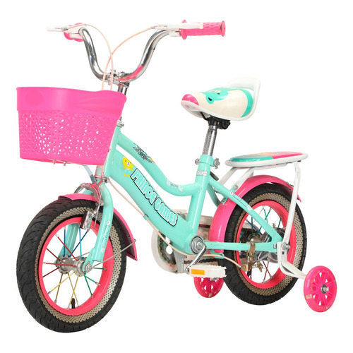 Bicicleta Entrenadora De Niños Aeiou Qk-08 Canastilla R12 Color Menta Tamaño Del Cuadro 12