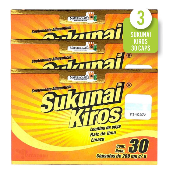 3 Cajas De Sukunai Kiros 30 Cápsulas Sabor Sin Sabor