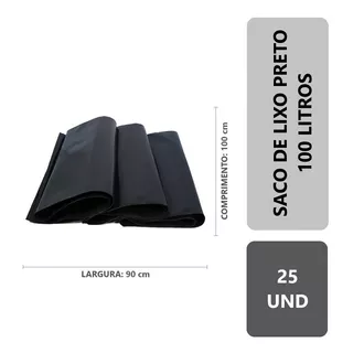 Saco De Lixo Preto Reforçado 100 Litros - Pacote 25 Und