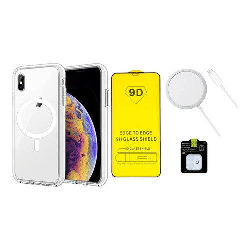 Kit Funda Para iPhone Magsafe Cargador Mica Camara Pantalla Color iPhone Xs Max