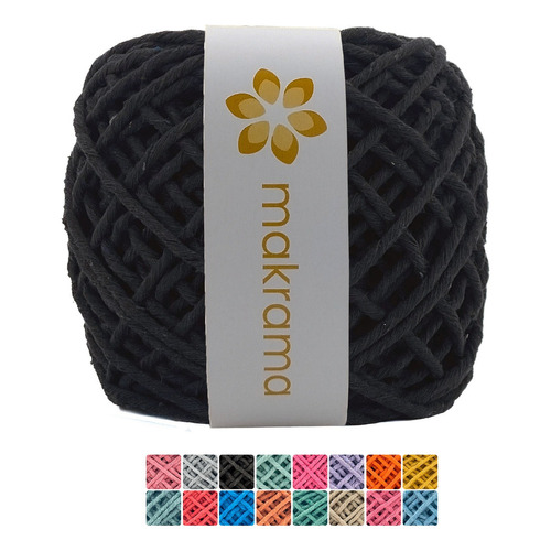 Makrama Cordón Macramé 3mm Hilaza Algodón 100m Colres Varios Color Negro