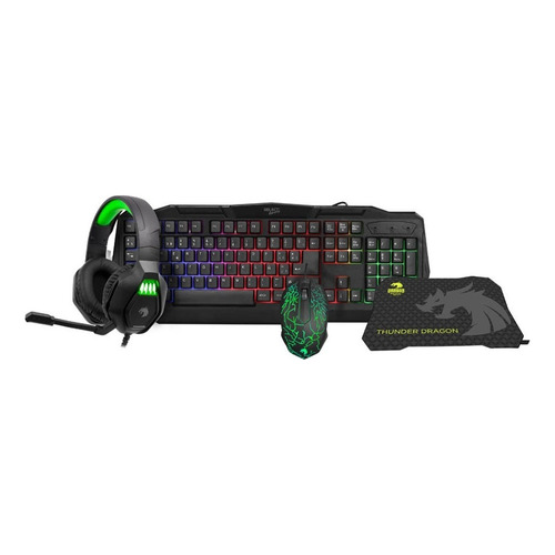 Kit Gamer Select Gaming 4 En 1 Sg-k1 Teclado Mouse Audífonos Color del teclado Negro