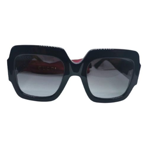 Anteojos de sol Gucci GG0178S con marco de acetato color negro, lente gris clásica, varilla negra de acetato