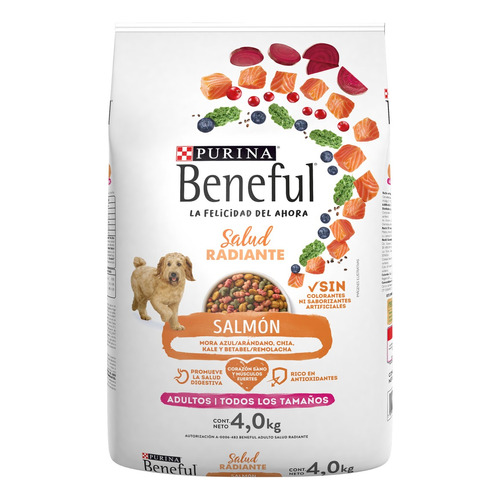 Alimento Beneful Salud Radiente para perro adulto todos los tamaños sabor salmón en bolsa de 4kg