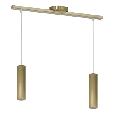 Lampara Colgante Cilindro 2 Luces Gu10 20 Cm Apto Led Oro Oro Mate