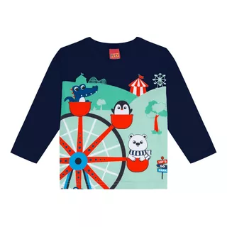 Camiseta Kyly Manga Longa Infantil Menino Inverno Meia Malha