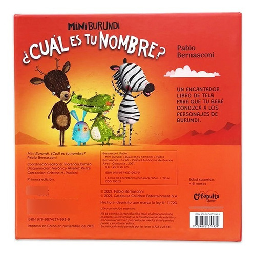 Libro De Tela Cual Es Tu Nombre ? - Mini Burundi - Infantil