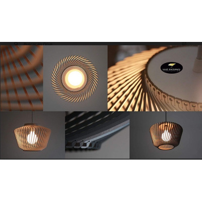 Lampara Colgante 1 Luz Bombay Blanco Madera Deco Apto E27 Ln