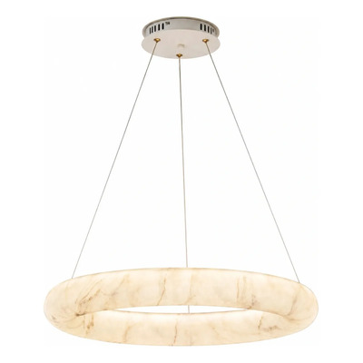 Colgante Orbita Alabastro Natural. Luz Circular Y Envolvente Blanco