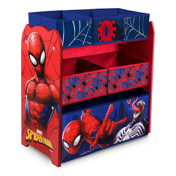 Organizador De Juguetes Madera Niños Spider Man Hombre Araña