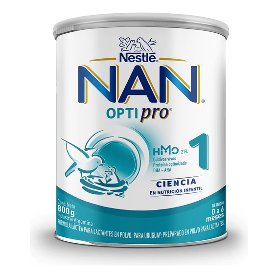 Leche de fórmula en polvo sin TACC Nestlé Nan Optipro 1 en lata de 1 de 800g - 0  a 6 meses