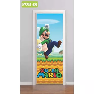 Adesivo Porta Infantil Super Mario Luigi Nintendo Mod. 55