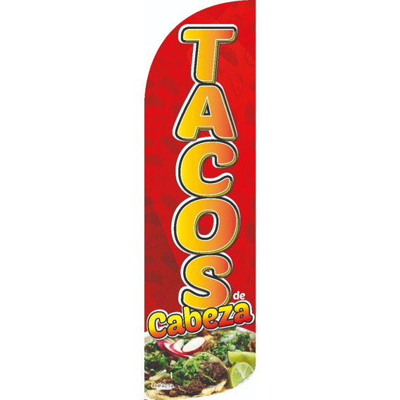 Bandera Publicitaria Tacos De Cabeza (r) Solo Tela 3.5m