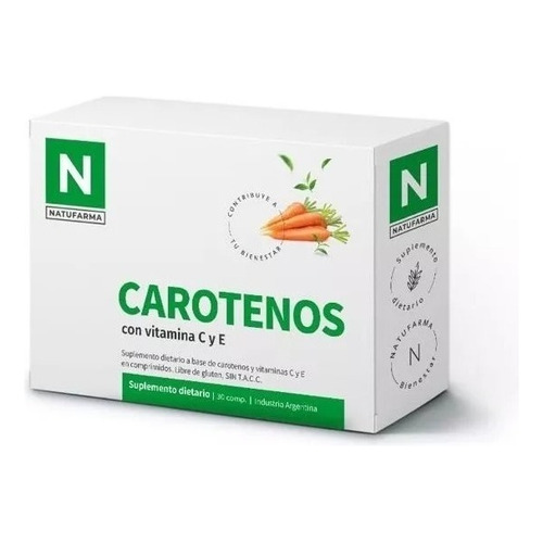 Natufarma Carotenos Vitaminas A, C Y E 30 Comprimidos Sabor S/ Sabor