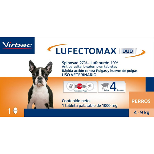 Pastilla Antipulgas Virbac Lufectomax 4 A 9kg (30 Días)