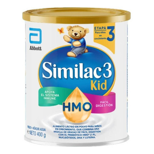 Leche de fórmula en polvo Abbott Similac 3 Kid Prosensitive sabor vainilla en lata de 400g a partir de los 2 años