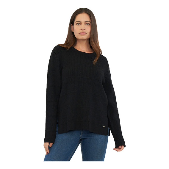 Sweater Mujer Cerrado Negro Corona