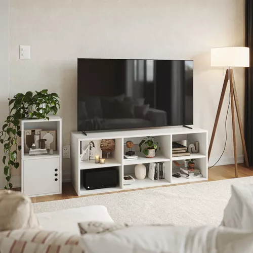 Mueble para TV. Minimalista, Moderno, Hermoso Y Elegante (Blanco Absoluto)  DECOMOBIL TVG-120X60-BA