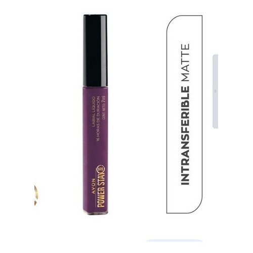 Labial Liquido Avon Intransferible Power On Plum Acabado Mate Color Violeta oscuro