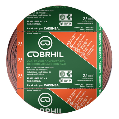 Cable unipolar Cobrhil 1x2.5mm² marrón x 100m en rollo