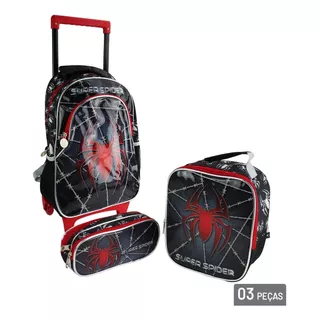 Kit Mochila Infantil Rodinha Homem Aranha Escolar Lancheira