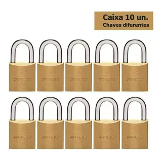 Kit 10 Cadeado Latão (chaves Diferentes) 30mm Pado Cor Dourado